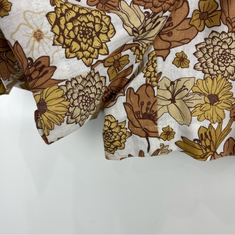 NEW C&C California Brown Floral Linen Paperbag High Waist Shorts Women's Size 6 - Picture 5 of 7